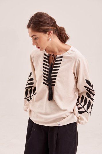 Жіноча вишиванка MEREZHKA "Папороть" бежевий 2XL rj444xxl фото