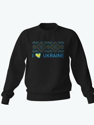 Світшот жіночий з принтом Орнамент I Love Ukraine (чорний) 1243335 фото