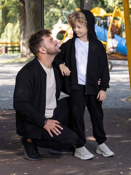 Парний костюм "Family look" (бомбер+джогери) "Тато+дитина" чорний 01245874 фото