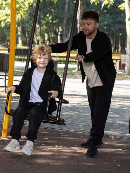 Парний костюм "Family look" (бомбер+джогери) "Тато+дитина" чорний 01245874 фото