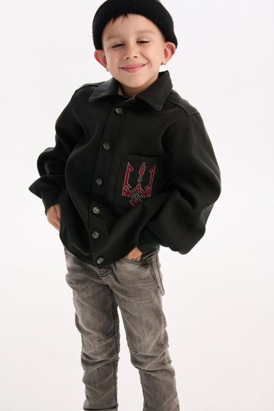 Кашемірова сорочка для хлопчика MEREZHKA "Тризуб" 134 sr718134 фото