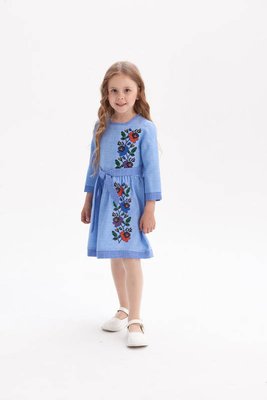 Платье с вышивкой "Мальвочка" голубое ksd077110 фото