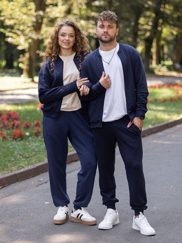 Парний костюм "Family look" (бомбер+джогери) "Мама+Тато" синій 01245868 фото