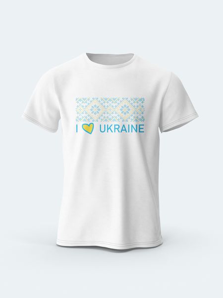 Футболка мужская с принтом Орнамент I Love Ukraine (белый) 01243453 фото