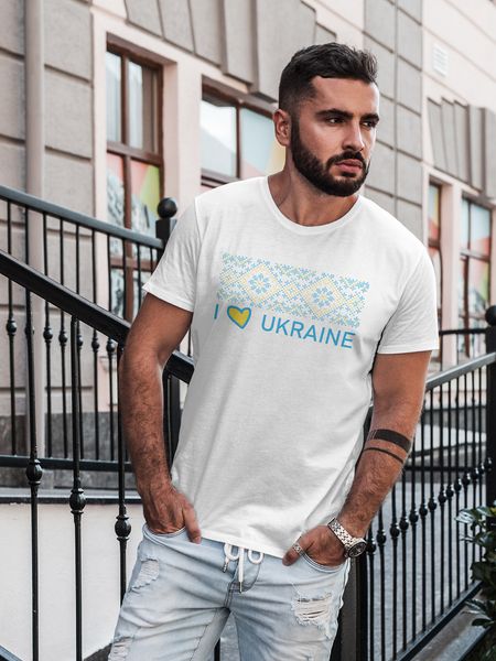 Футболка чоловіча з принтом Орнамент I Love Ukraine (білий) 01243453 фото