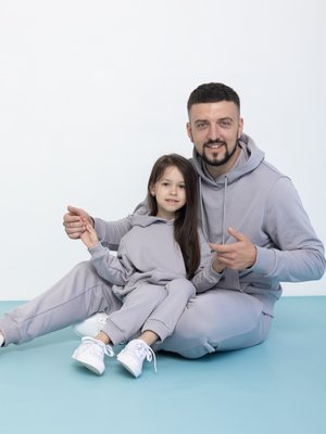 Парний костюм "Family look" (штани+худі) "Тато+дитина" петля сірий 01243129 фото