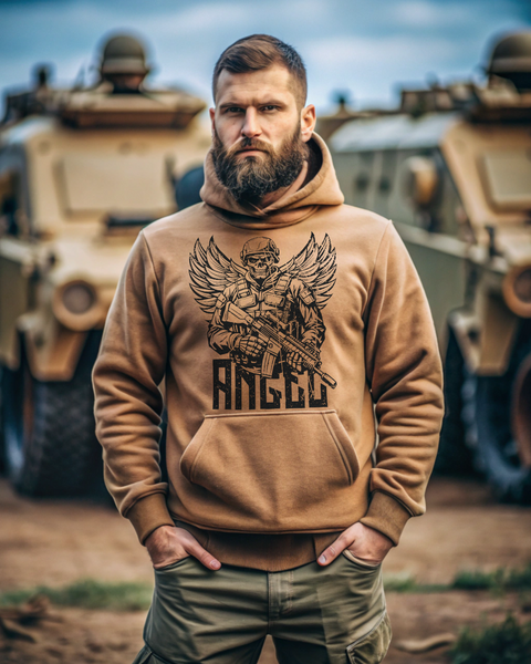 Худі чоловіче "Angel" (чорний, олива, койот) 02557611-18 фото