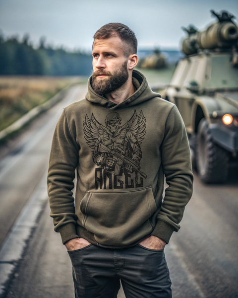 Худі чоловіче "Angel" (чорний, олива, койот) 02557611-18 фото