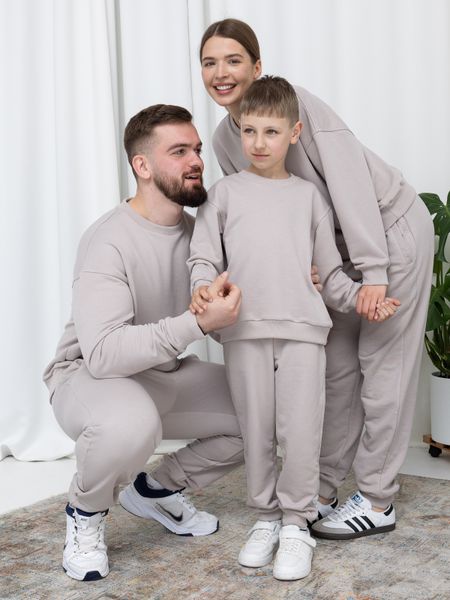 Сімейний костюм "Family look" (штани+світшот) "Мама+тато+дитина" петля бежевий 01242978 фото