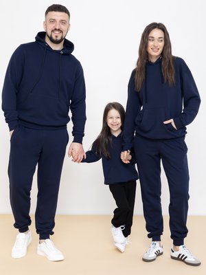 Сімейний костюм "Family look" (штани+худі) "Мама+тато+дитина" петля синій 01243135 фото