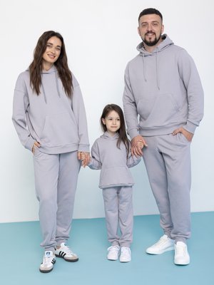 Сімейний костюм "Family look" (штани+худі) "Мама+тато+дитина" петля сірий 01243136 фото