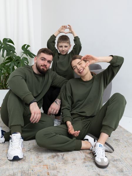 Сімейний костюм "Family look" (штани+світшот) "Мама+тато+дитина" петля хакі 01242982 фото