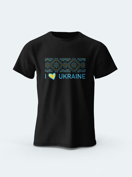 Футболка мужская с принтом Орнамент I Love Ukraine (черный) 01243455 фото