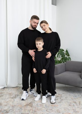 Сімейний костюм "Family look" (штани+світшот) "Мама+тато+дитина" петля чорний 01242937 фото