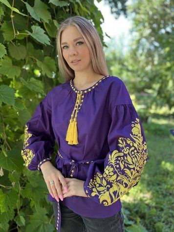 Фіолетова жіноча вишиванка "Дерево життя" бавовна 48 1041.1 фото