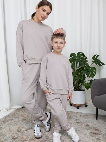 Парний костюм "Family look" (штани+світшот) "Мама+дитина" петля бежевий 01242960 фото