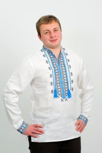 Вышиванка мужская Гетьман (синий орнамент) 62 2005.1 фото