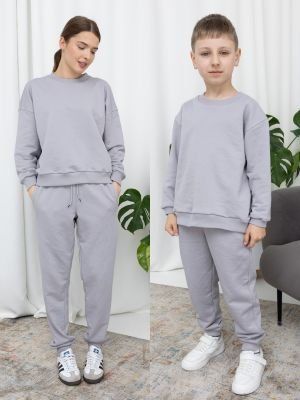 Парний костюм "Family look" (штани+світшот) "Мама+дитина" петля сірий 01242963 фото