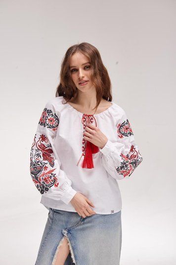 Вишита жіноча блуза MEREZHKA "Жар Птиця" 2XL rj218xxl фото