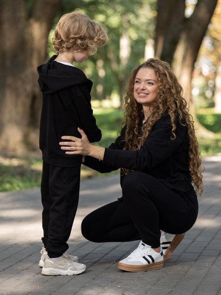 Парний костюм "Family look" (бомбер+джогери) "Мама+дитина" чорний 01245871 фото