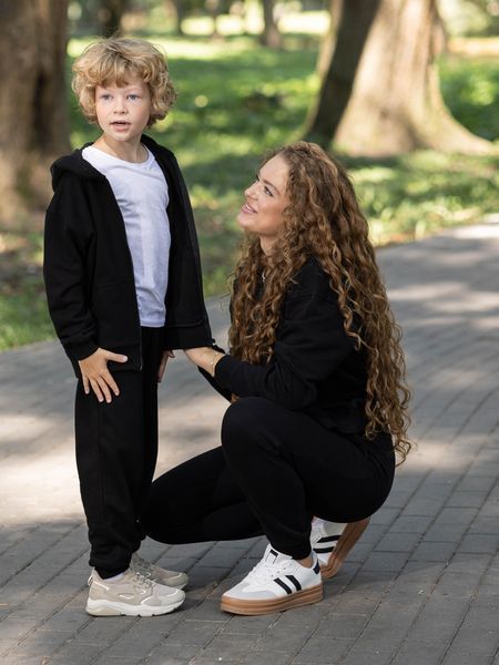 Парний костюм "Family look" (бомбер+джогери) "Мама+дитина" чорний 01245871 фото