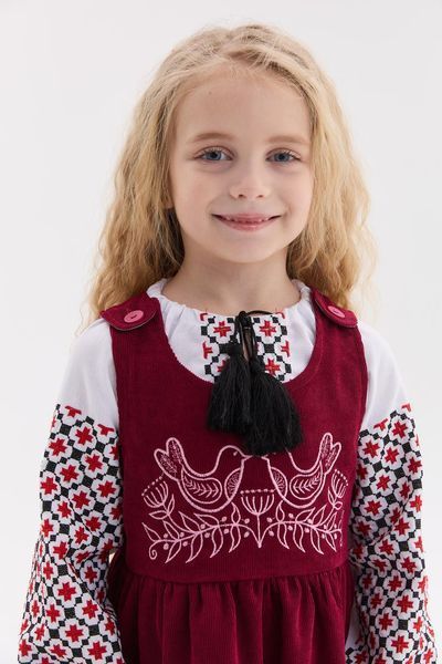 Сарафан з вишивкою MEREZHKA "Солов'їна" бордовий 134-140 ksd790134140 фото