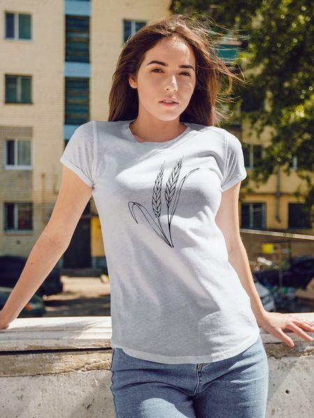 Футболка жіноча з принтом Два колоска (білий) 01243399 фото