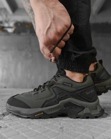 Мужские термо кроссовки all-terrain green/black/grey НП4897 88506 фото