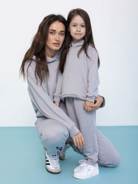 Парний костюм "Family look" (штани+худі) "Мама+дитина" петля сірий 01243113 фото
