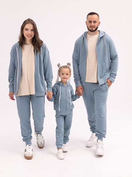 Семейный костюм "Family look" (худи с замком+джогеры) "Папа+мама+ребенок" нави 01246241 фото