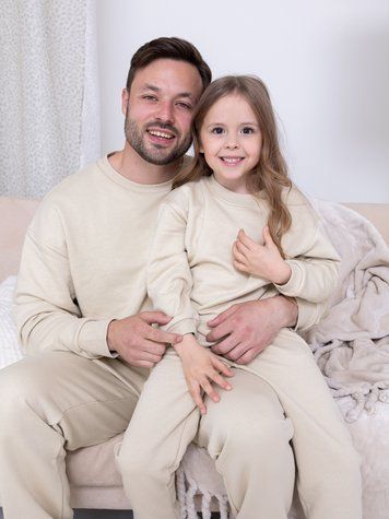 Парный костюм "Family look" (штаны+свитшот) "Папа+ребенок" петля тофу 01242977 фото