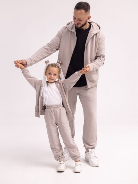 Парный костюм "Family look" (худи с замком+джогеры) "Папа+ребенок" бежевый 01246238 фото